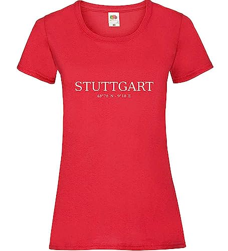 Stuttgart Koordinaten Frauen Lady-Fit T-Shirt Rot S von shirt84