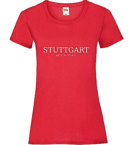 Stuttgart Koordinaten Frauen Lady-Fit T-Shirt Rot XS von shirt84