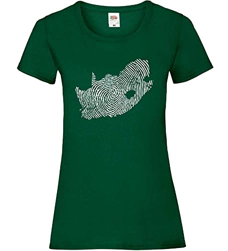 Südafrika Fingerabdruck Frauen Lady-Fit T-Shirt Flaschengrün L von shirt84