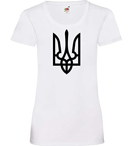 Ukraine Wappen Frauen Lady-Fit T-Shirt Weiß XS von shirt84