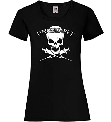 Ungeimpft Skull Frauen Lady-Fit T-Shirt Schwarz S von shirt84