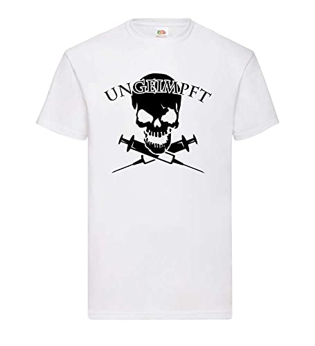 Ungeimpft Skull Männer T-Shirt Weiß L von shirt84