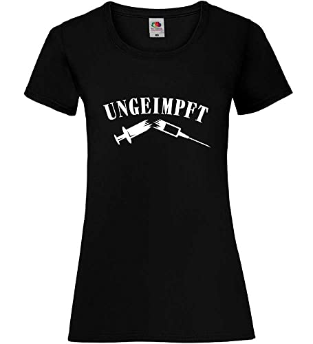 Ungeimpft zerbrochene Spritze Frauen Lady-Fit T-Shirt Schwarz XL von shirt84