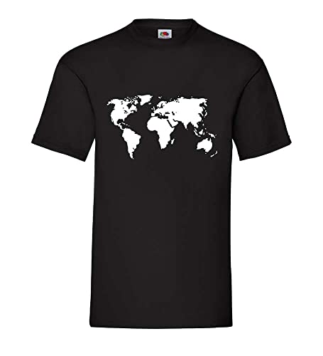 Weltkarte Männer T-Shirt Schwarz M von shirt84