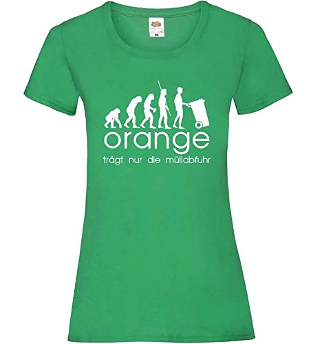 orange trägt nur die müllabfuhr Evolution Frauen Lady-Fit T-Shirt Grün XL von shirt84