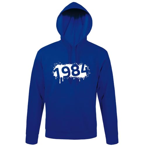 shirt84 1984 Farbklecks Männer Kapuzen Hoodie Blau Royal XL von shirt84