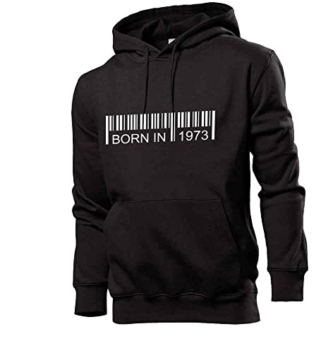 shirt84 Born in 1973 Strichcode Männer Hoodie Sweatshirt Schwarz XL von shirt84