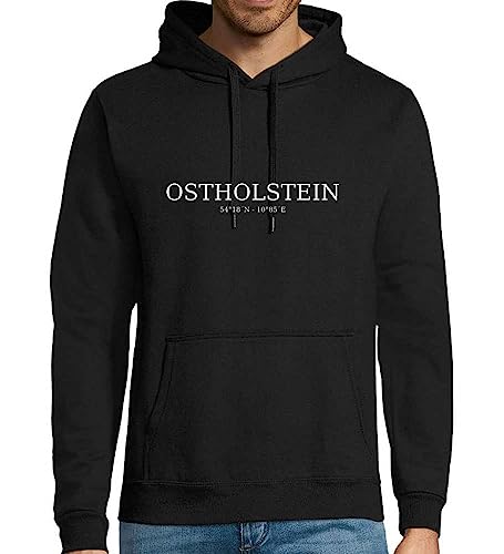 shirt84 Ostholstein Koordinaten Männer Kapuzen Hoodie Schwarz 4XL von shirt84