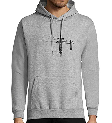 shirt84 Überland Strommast schwarz 2.0 Männer Kapuzen Hoodie Grau L von shirt84