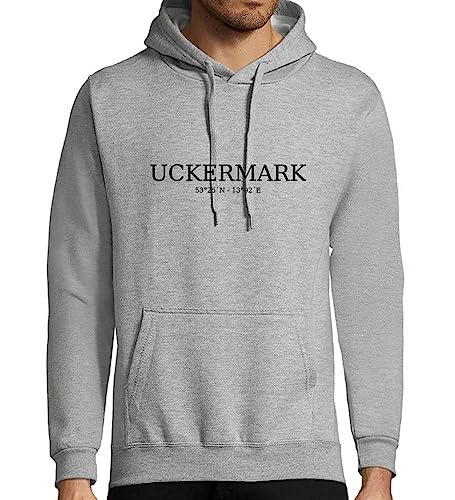 shirt84 Uckermark Koordinaten Männer Kapuzen Hoodie Grau XXL von shirt84