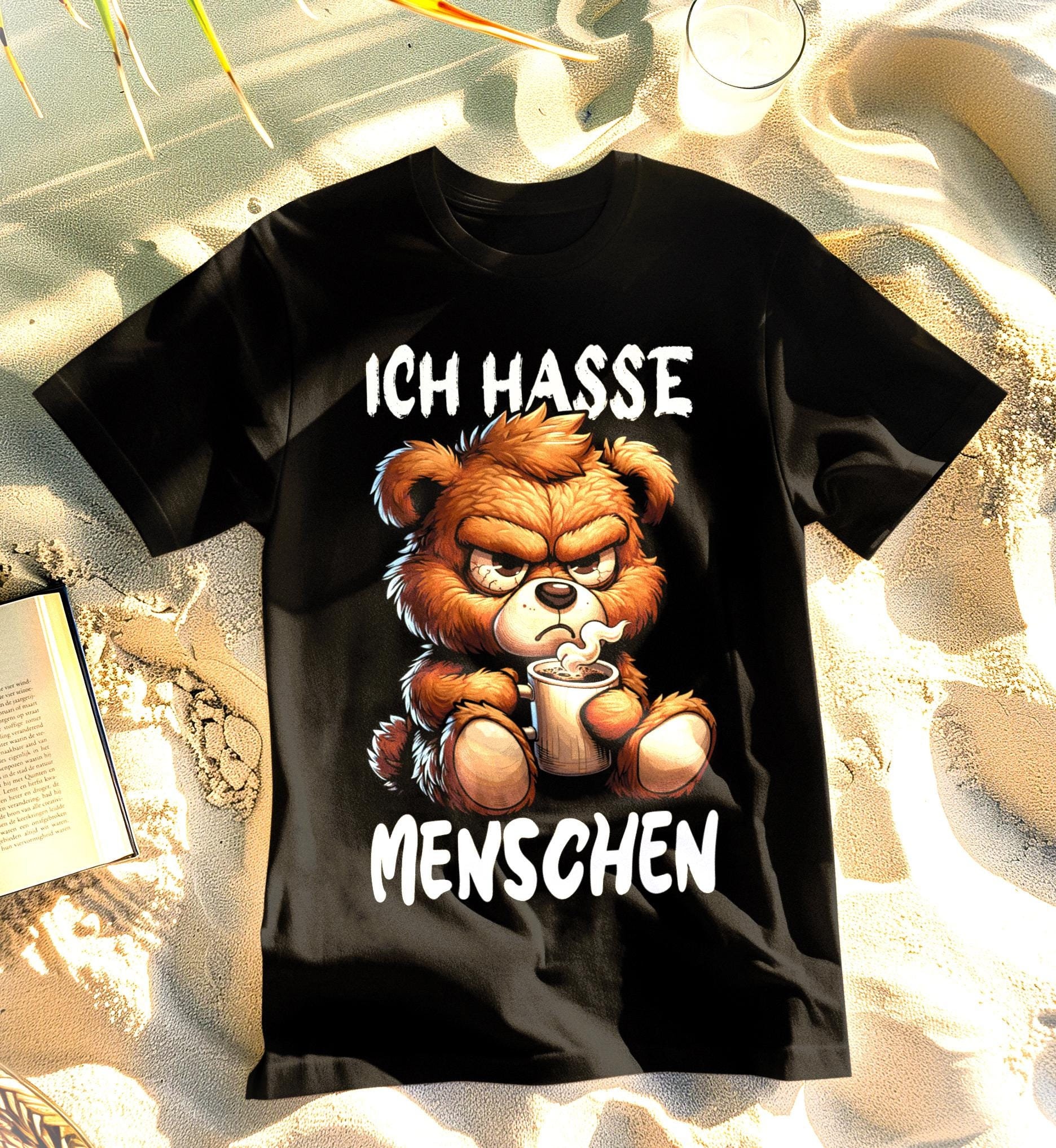 T-Shirt Morgenmuffel Bär, Ich Hasse Menschen Spruch, Kaffeebär, Lustiges Geschenk Für Kollegen von shirtasy