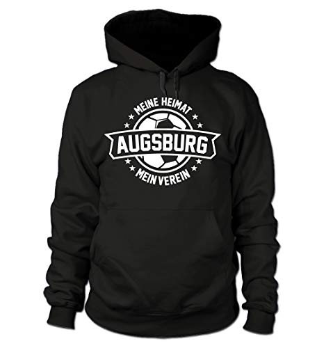 shirtloge - Augsburg - Meine Heimat, Mein Verein - Fan Kapuzenpullover - Schwarz - Größe XXL von shirtloge