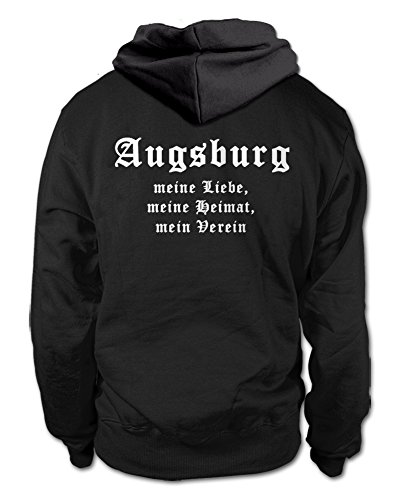 shirtloge Augsburg - Meine Liebe, Meine Heimat, Mein Verein - Fan Kapuzenpullover - Schwarz (Weiß) - Größe XL von shirtloge