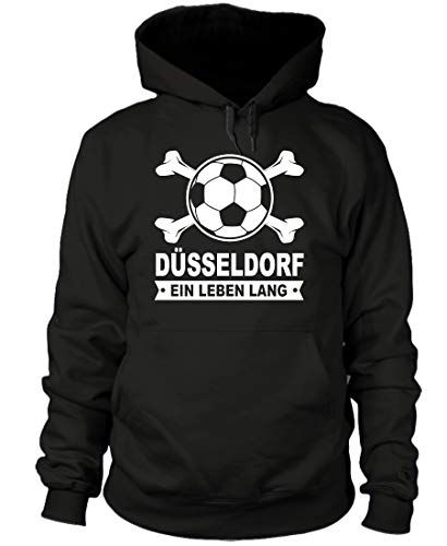 shirtloge - DÜSSELDORF - EIN Leben Lang - Fan-Kapuzenpullover - Schwarz - Größe XXL von shirtloge