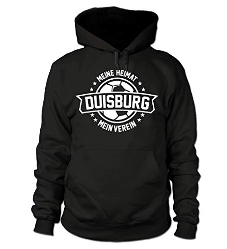 shirtloge - Duisburg - Meine Heimat, Mein Verein - Fan Kapuzenpullover - Schwarz - Größe L von shirtloge