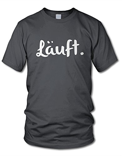 shirtloge - LÄUFT. - Kult - Fun T-Shirt - Dunkelgrau - Größe XXL von shirtloge