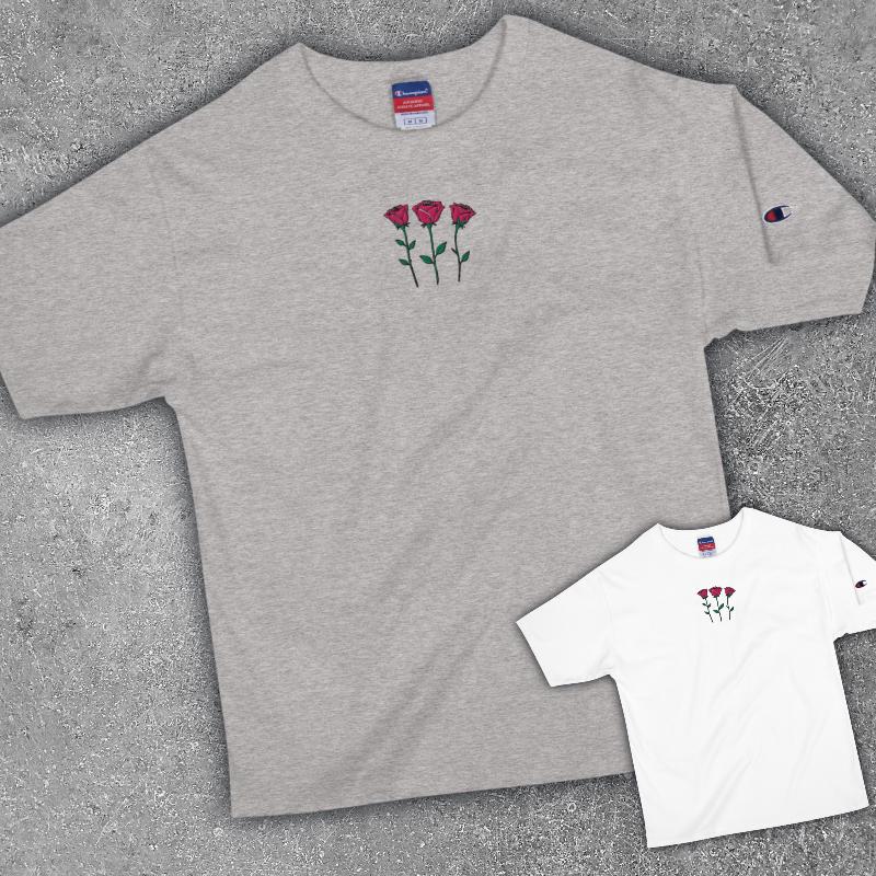Herren-T-Shirt Rosen Bestickung von shirtmik