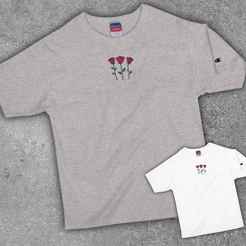 Herren-T-Shirt Rosen Bestickung von shirtmik