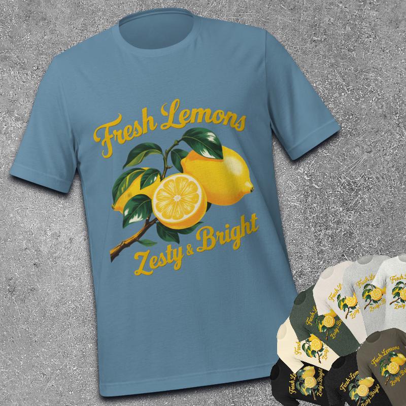 Vintage Zitronen Unisex T-Shirt, Fresh Lemons Design, Retro-stil, Y2K-stil, Frucht Shirt von shirtmik