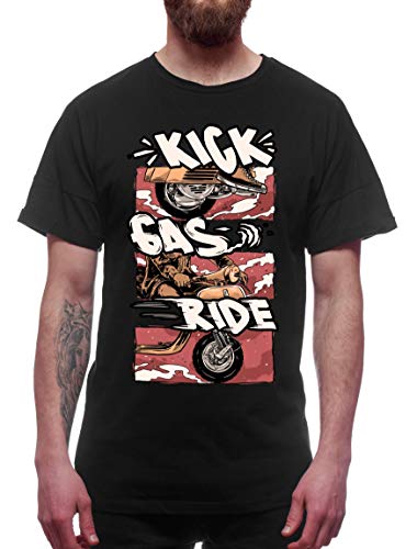 Kick Gas Ride - Cooles Scooter Shirt für Herren (Weiss, S) von shirts&nerds