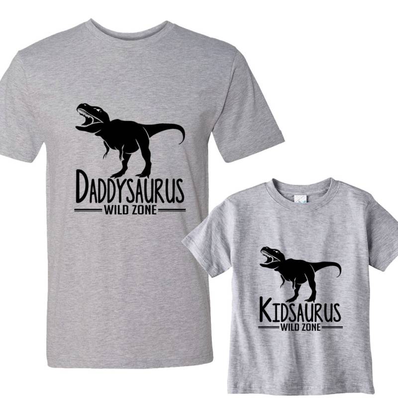 Daddysaurus - Kidsaurus Heather Shirts Papa Und Ich Shirt Set von shirtsbynany