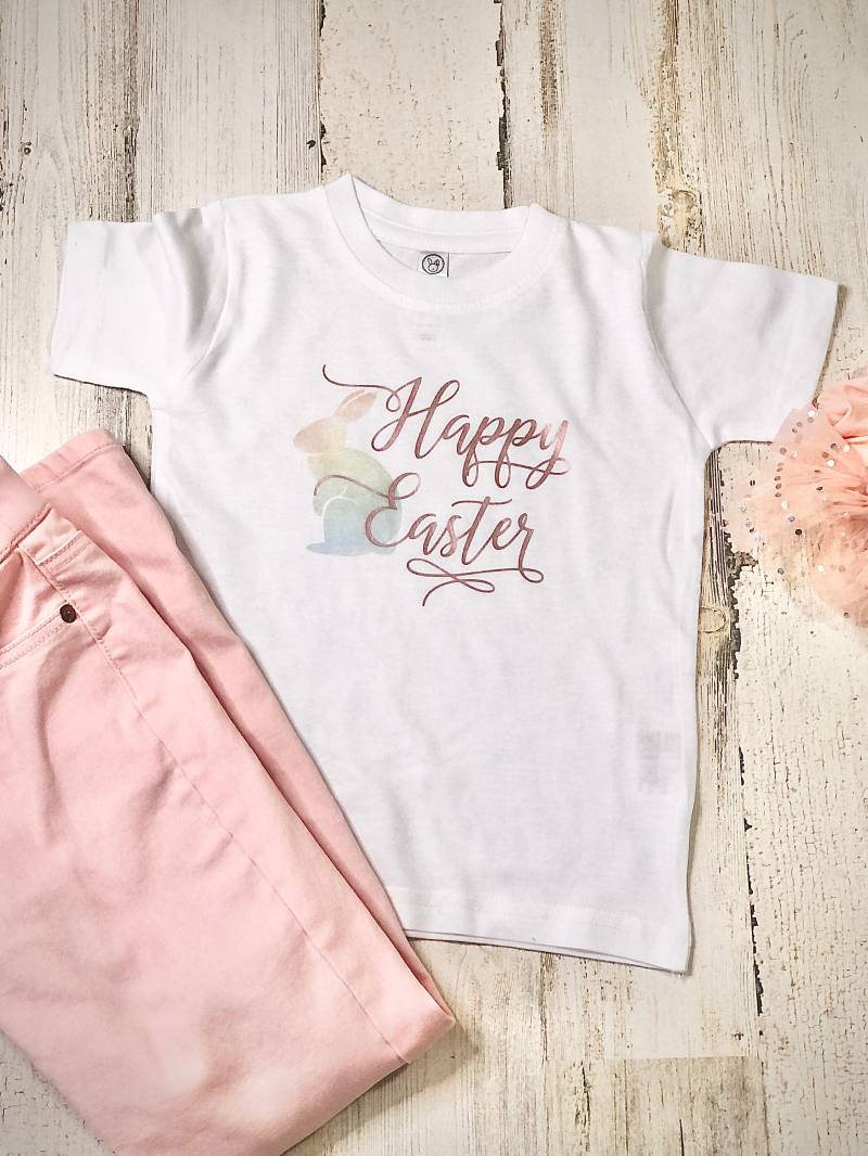 Frohe Ostern Aquarell Hasen Mädchen Shirt von shirtsbynany