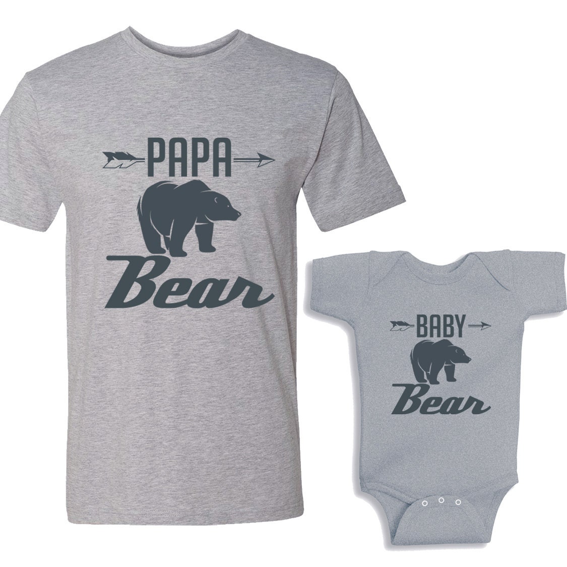 Papa Bär - Babybär Heather T-Shirt Und Ich Shirt Set Charcoal von shirtsbynany