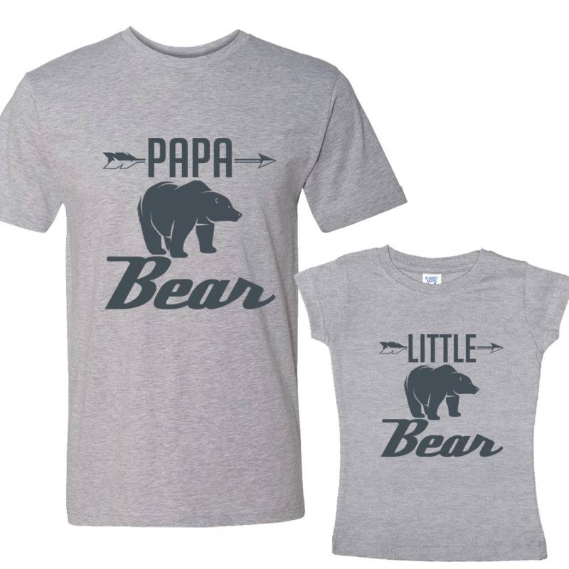 Papa Bear - Little Heather Shirts Daddy & Me Shirt Set Charcoal von shirtsbynany