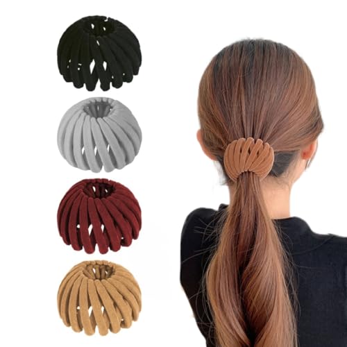 4 mittelgroße Vogelnest-Haarspangen, für Damen, hoher Pferdeschwanz-Halter, faule Haargreifer, frischer und süßer Samt-Haarschmuck von shishiruyizhong