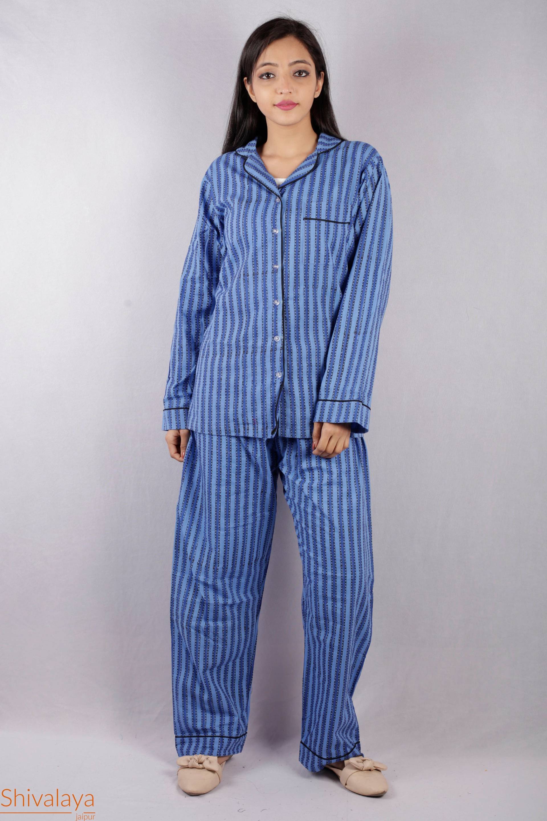 Pyjama Set Für Frauen Nachtwäsche, Block Gedruckt 100 % Baumwollstoff, Leichte & Ultra-Weiche Womens Baumwollhose Und Shirt von shivalayajaipur