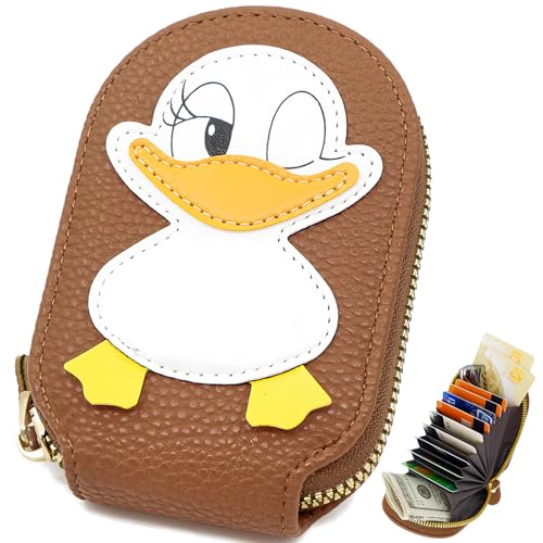 shiwuershi Little Duck Damen Geldbeutel, Kleine Kurze Portemonnaie Damen PU Leder Geldbörse Damen Kleiner Mini Geldbörse Sehr Schöne Farbe mit Mehreren Fächern (Dunkelbraun) von shiwuershi
