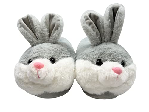 shixiaoshu Damen und Herren Bunny Herbst und Winter Cartoon Indoor Plüsch Hausschuhe (grau, numeric_35) von shixiaoshu