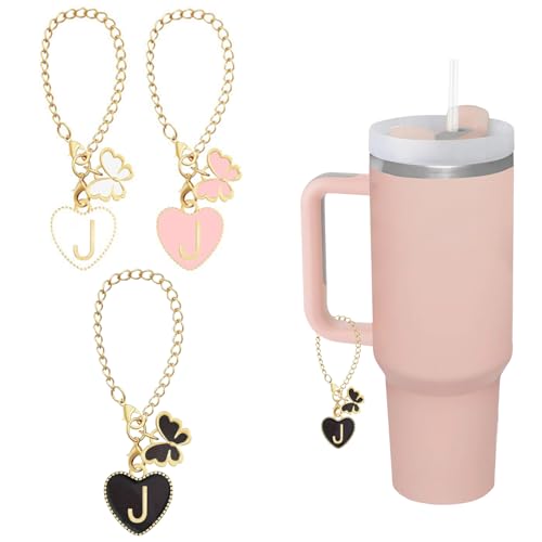 shixpiov Buchstaben-Anhänger für Stanley-Cup, Perlenkette, Zubehör, Initialen-Anhänger für YETI Wasserflasche, Schmuck, Becher, 4 Stück Name-ID (J) von shixpiov