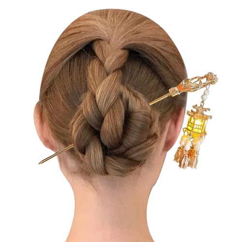 Haarstäbchen für Frauen | Chinesische Haaraccessoires | Essstäbchen-Haarnadeln im antiken Stil mit Juwel, leuchtende Laternen-Quaste, Damen-Hanfu-Kopfschmuck Shizuku von shizuku