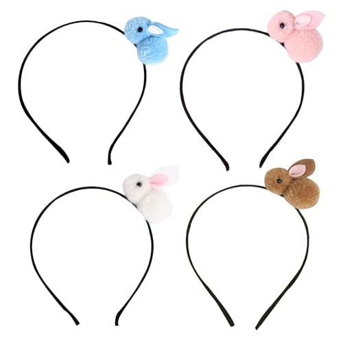 Bunny Haarbänder, Filz Kaninchen Haarbänder, 4 x Häschen Haarbänder Haarreifen Filz Kostüm Kaninchen Boppers Haarschmuck für Frauen Mädchen Kinder Spaß und Verspielte Ostern Haarschmuck von shjxi
