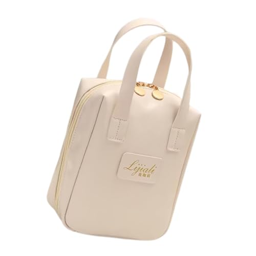 Kleine Leder-Make-up-Tasche,Leder-Make-up-Tasche - Make-up-Kosmetiktaschen-Organizer | Reisetasche mit Trennwand und Griff, Kosmetiktasche, tragbare Make-up-Aufbewahrung für Frauen und Mädchen von shjxi