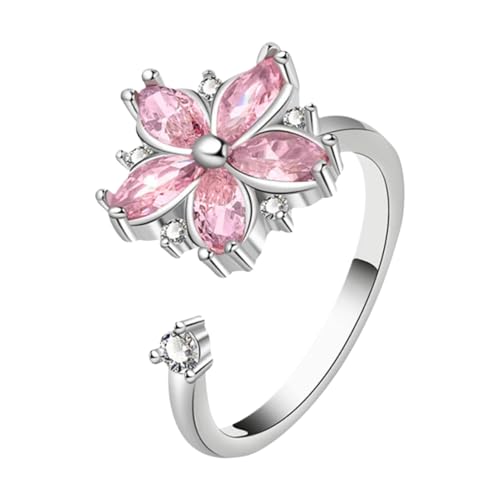 Women Spinner Rings, Adjustable Fidget Ring, Flower Design with Smooth Spin, Calming Stress Toy for Long Flights, Classroom Focus, Meditation Aid, School, and Public Speaking Stress Relief von shjxi