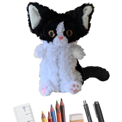 shjxi Cat Pencil Box | Cute Animal Pencil Case | Plush Pencil Bag | Large Pencil Pouch Cat Pencil Case Animal-Shaped Pencil Box Cat Lover Pencil Case with Zipper Pencil Case for von shjxi