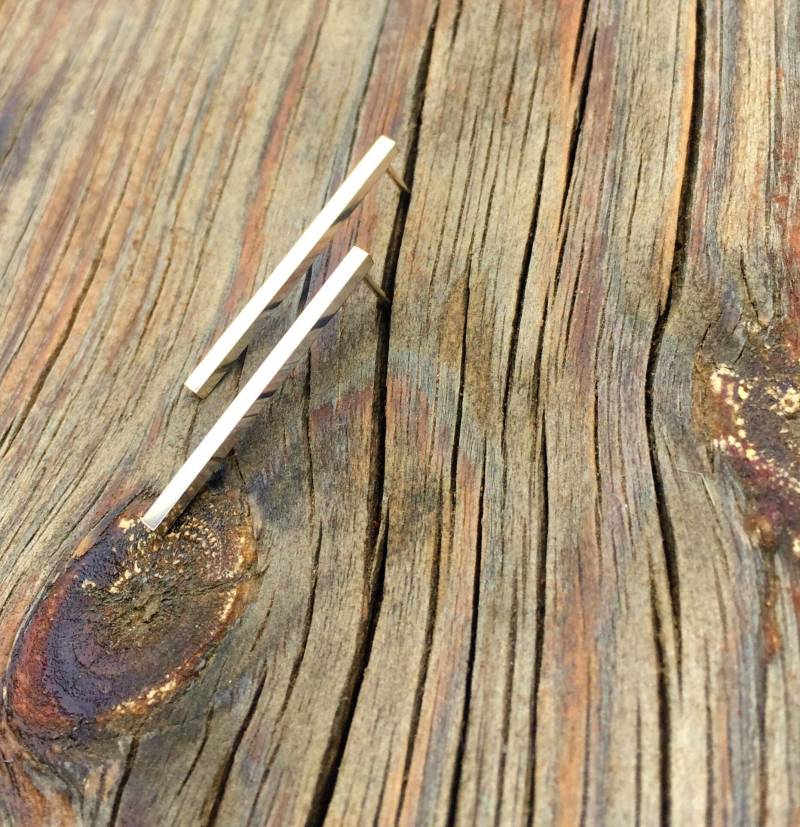 Bar Stud Earrings Elegant, Minimal Sterling Silber Ohrringe, Einfache Minimalist Lange Silberstift Silberbar-Gestüt-Ohrringe von shmukies