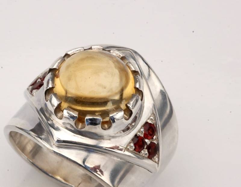 Männer Silber Ring. Statement Mann Besonderer Ring Mit Steinen. Designer Herren Sterling Herrenring Citrin von shmukies