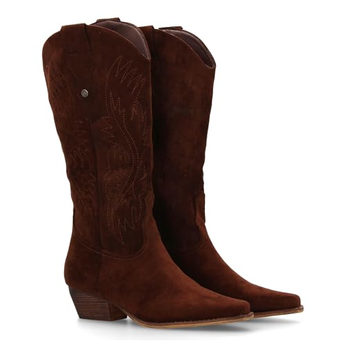 Camper-Stiefel mit Gravur im Cana, niedriger Absatz, Reißverschluss, Herbstkollektion Winter 2023, Kaffeebraun, 38 EU von shoes&blues.es