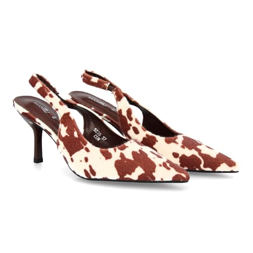 Damenschuh mit feinem Zehenbereich und schmaler Ferse, elastischer Hinterriemen, bequeme Passform. Modischer Druck, ideal für Herbst und Winter, Leder, 38 EU von shoes&blues.es