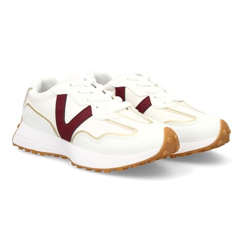 Sportschuh mit modernem Design und gezackter Sohle. Kontrastdetails, bequem, für den Alltag. Reißverschluss. Ideal für Damen in der Wintersaison., burgunderrot, 36 EU von shoes&blues.es