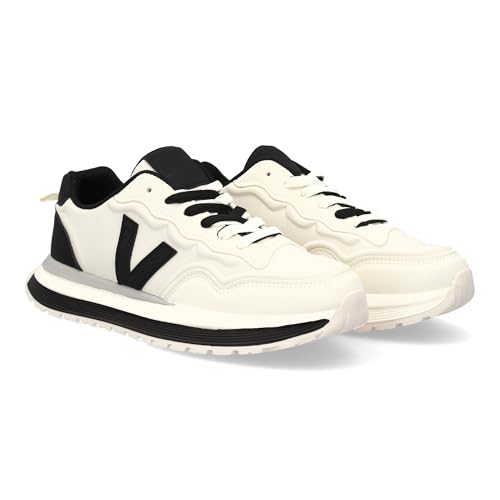 Sportschuh mit modernem Design und gezackter Sohle. Kontrastdetails, bequem, für den Alltag. Reißverschluss. Ideal für Herren in der Wintersaison., weiß, 42 EU von shoes&blues.es