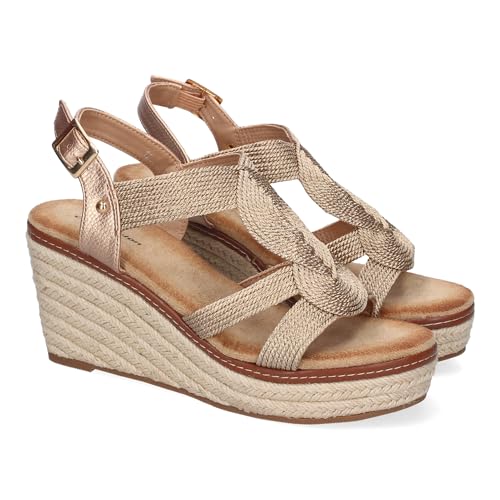 shoes&blues.es Damen-Sandalen aus Jute, bequem und elegant, modernes Design mit Schnallenverschluss, ideal für Frühling und Sommer., Champagner, 40 EU von shoes&blues.es