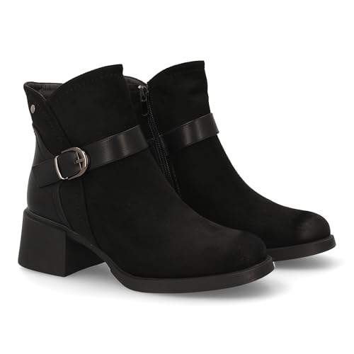 shoes&blues.es Damen-Stiefel mit modernem Design und seitlicher Schnalle, breiter Absatz, ideal für den Winter., Schwarz , 40 EU von shoes&blues.es