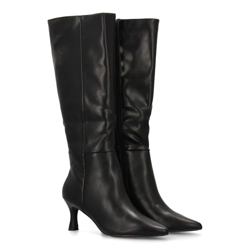 shoes&blues.es Damenstiefel mit hohem Keilabsatz und feiner Spitze, elegantes Design, ideal für den Winter., Schwarz , 36 EU von shoes&blues.es