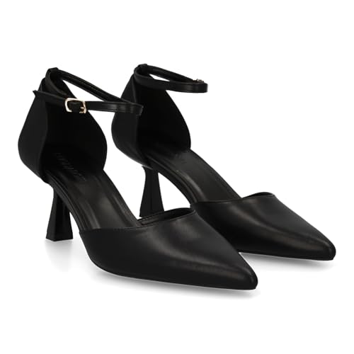 shoes&blues.es Damenstiletto mit feinem Absatz, Schnallenverschluss, feine Spitze, ideal für den Winter., Schwarz , 40 EU von shoes&blues.es