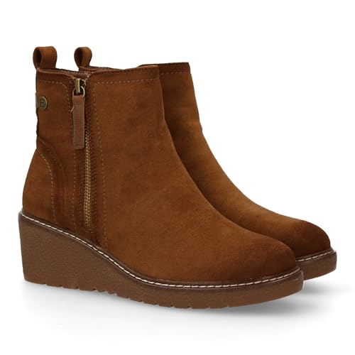 shoes&blues.es Kinderstiefel für Damen, bequem und elegantes Design, Nähdetails mit Reißverschluss, Rückengurt, ideal für Herbst und Winter, Camel, 38 EU von shoes&blues.es