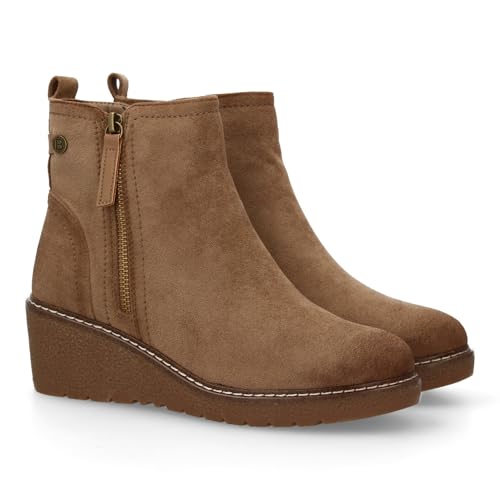 shoes&blues.es Kinderstiefel für Damen, bequem und elegantes Design, Nähdetails mit Reißverschluss, Rückengurt, ideal für Herbst und Winter, kaki, 37 EU von shoes&blues.es